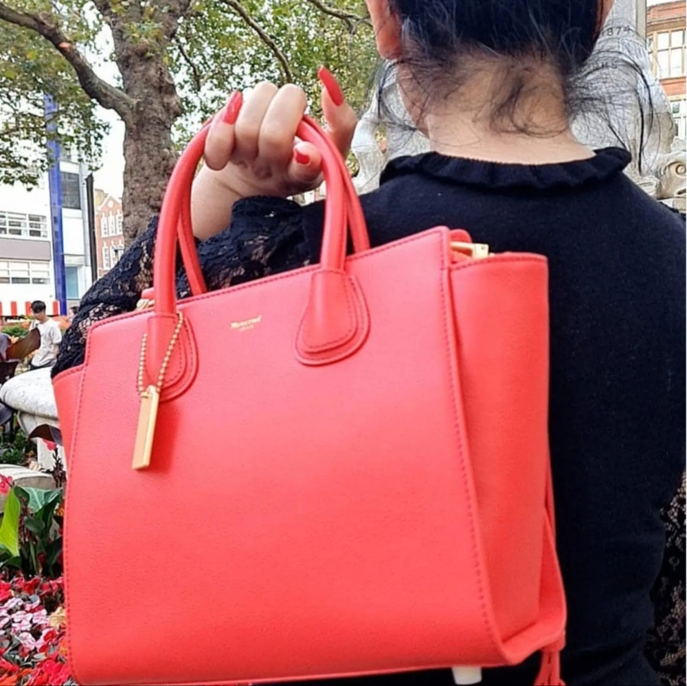 Moncrief London BROOKE CHERRY RED ITALIAN Leather 2 WAY HANDBAG